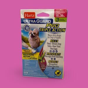 Hartz UltraGuard Flea and Tick Treatment for Dogs 15-30 lbs 3 Monthly Treatments